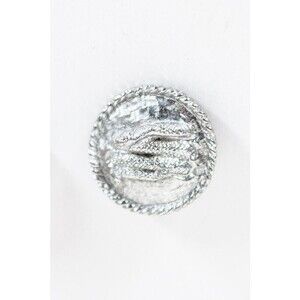 Vintage 1980s 80s Silver Tone Snake Relief Circle Clip Ons Earrings